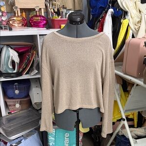 Beige Long Sleeve Knit Top
